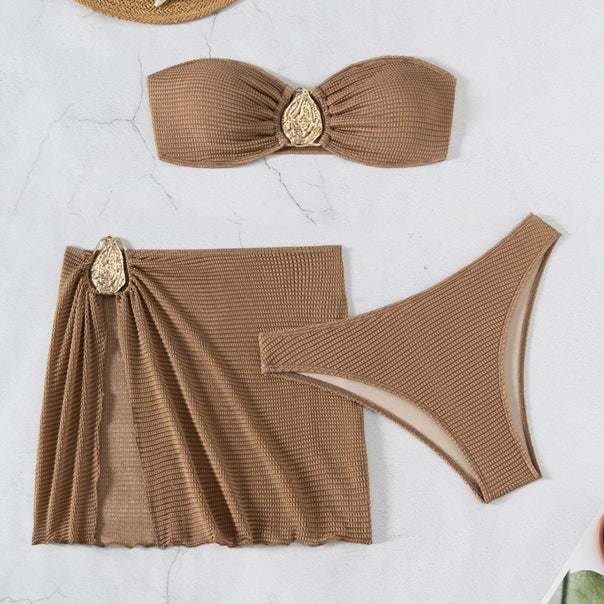 Ladies Bandeau Bikini Set with stylish pleat detail Mune Fashion