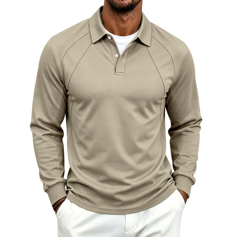 Men's long sleeve polo made of fine cotton blend with raglan seams and ribbed cuffs Mune Fashion