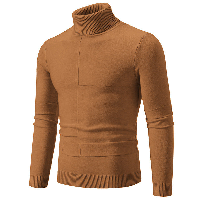 Men's fine turtleneck sweater with textured seams, slim-fit and ribbed cuffs Mune Fashion