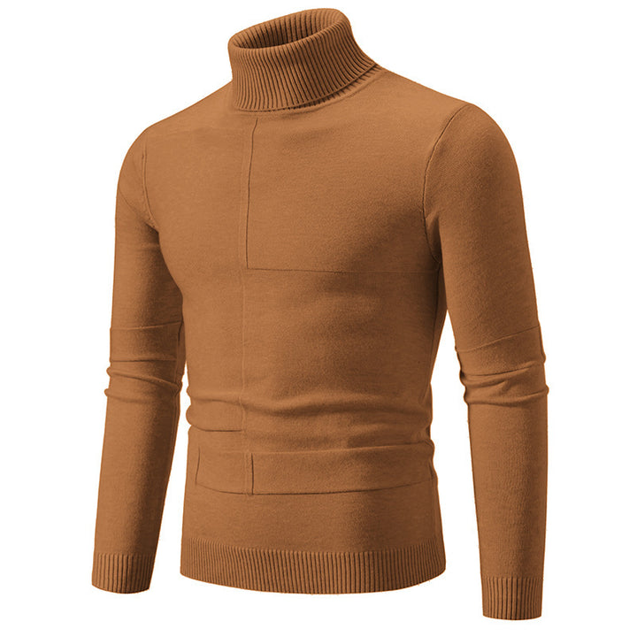 Men's fine turtleneck sweater with textured seams, slim-fit and ribbed cuffs Mune Fashion