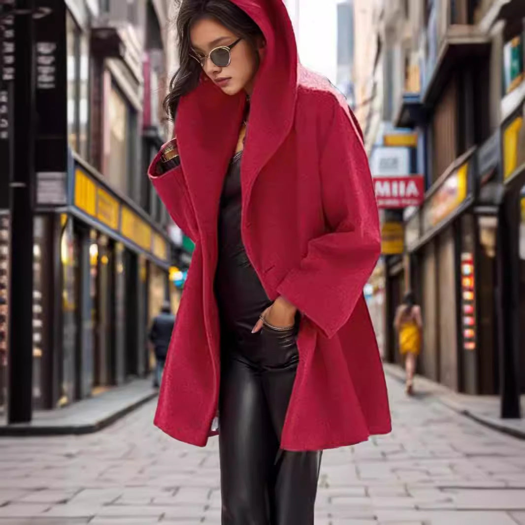 Women's Hooded Teddy Coat in Oversized A-Line Cut with Dropped Shoulders Mune Fashion