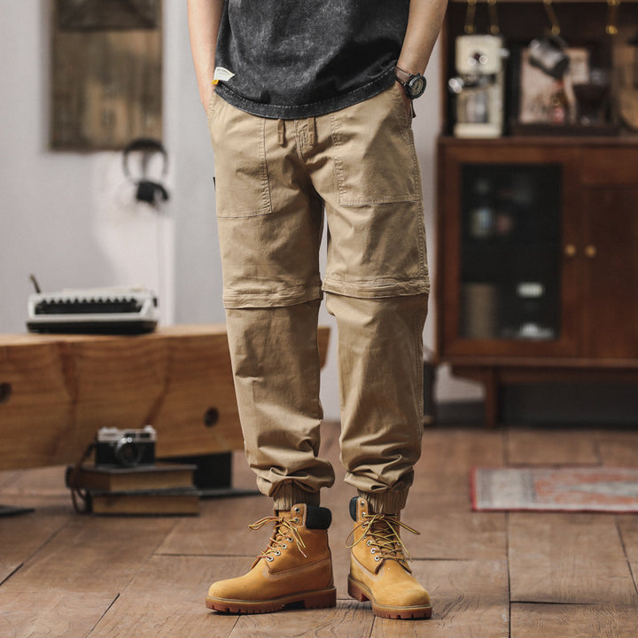 Men's Zip-Off Cargo Jogger with drawstring waistband, knee separation, and elastic cuffs Drune