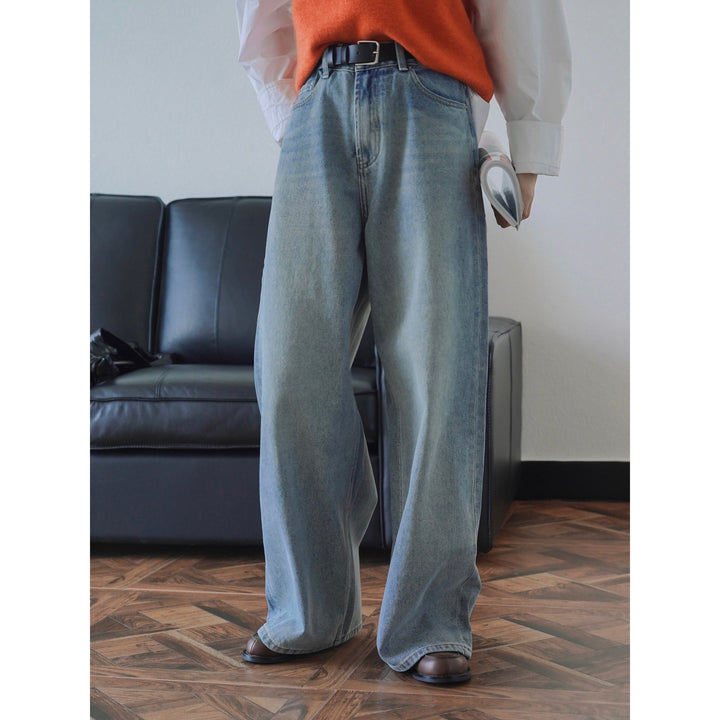 Women Extra Wide High-Waist Denim Palazzo Pants with Extended Hem Mune Fashion