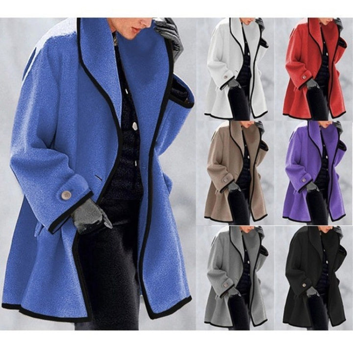Women nan oversized Bouclé wool blend coat with contrast piping and turned-down collar Mune Fashion