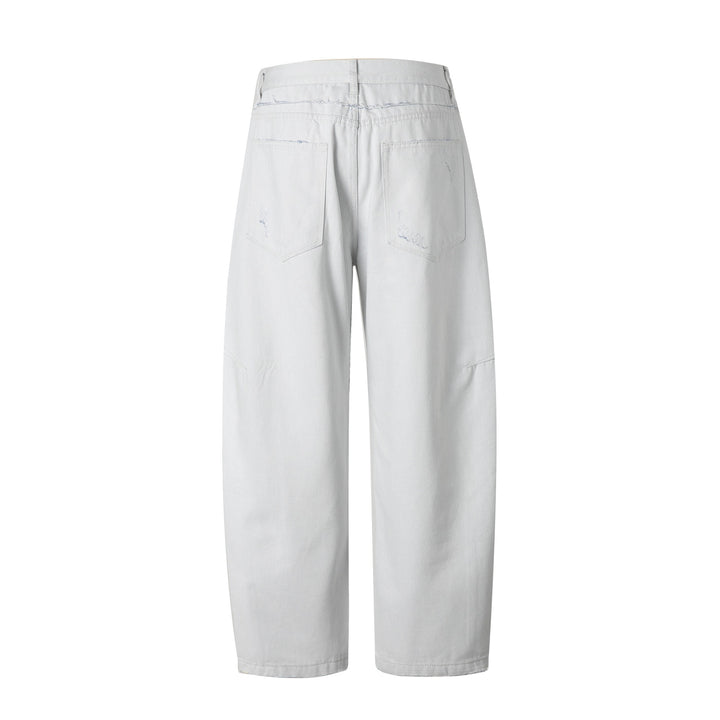 Women High-Waisted Relaxed-Fit Jeans with Visible Button Placket and Cargo Side Seams Mune Fashion