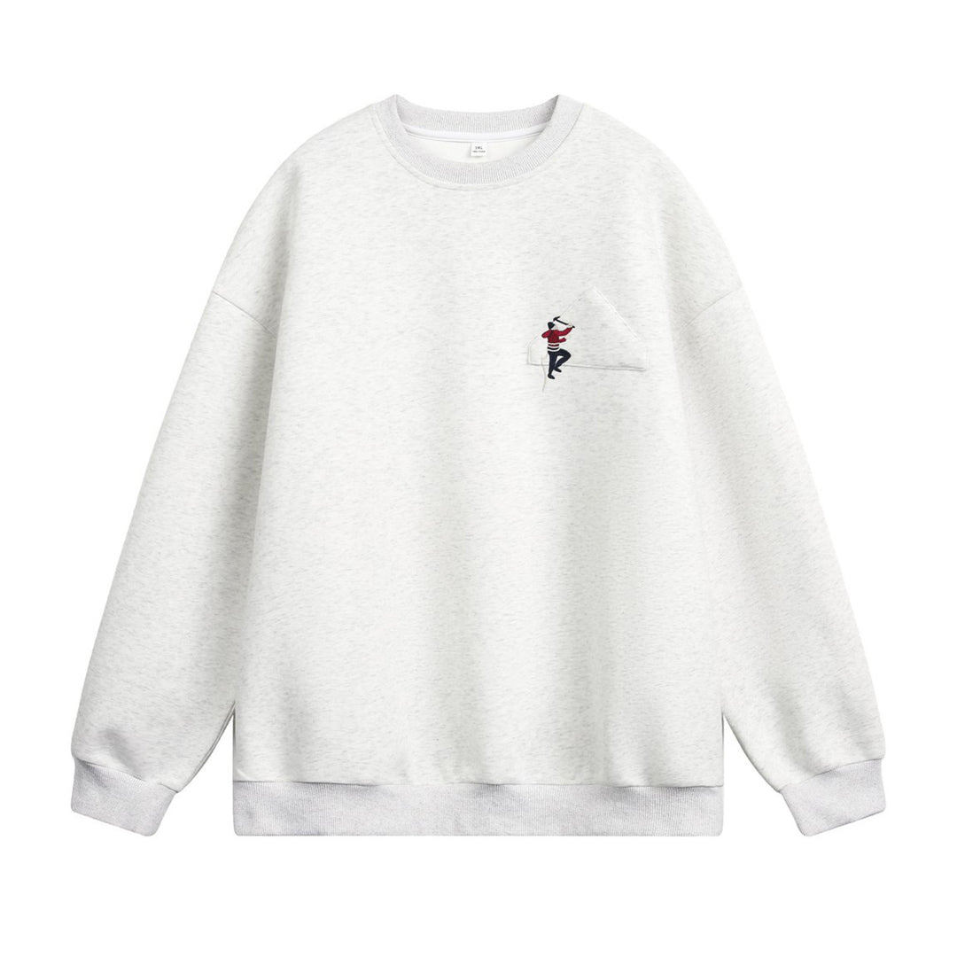 Unisex Oversize Sweatshirt with applied breast pocket and climber embroidery Mune Fashion