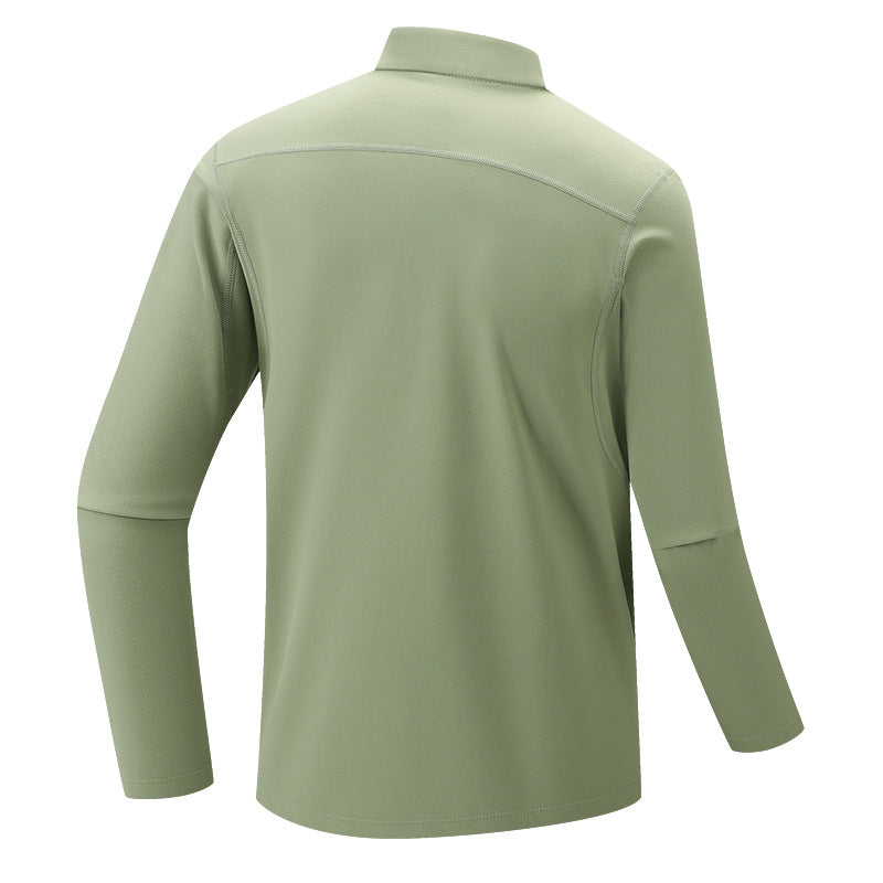 Men's Functional Long Sleeve Training Top with Stand-Up Collar and Zip Arm Pocket Mune Fashion