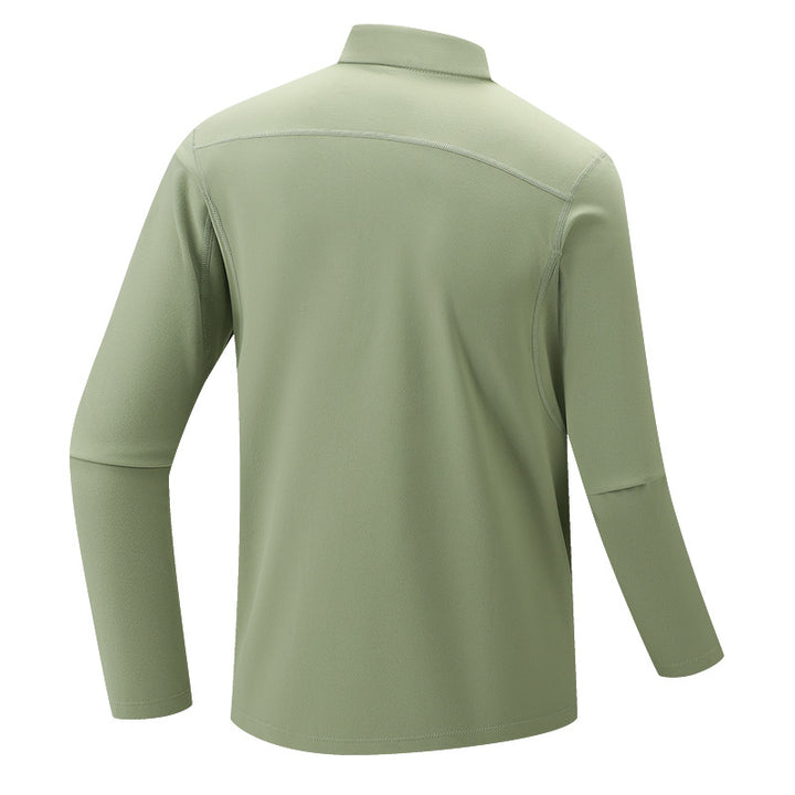 Men's Functional Long Sleeve Training Top with Stand-Up Collar and Zip Arm Pocket Mune Fashion