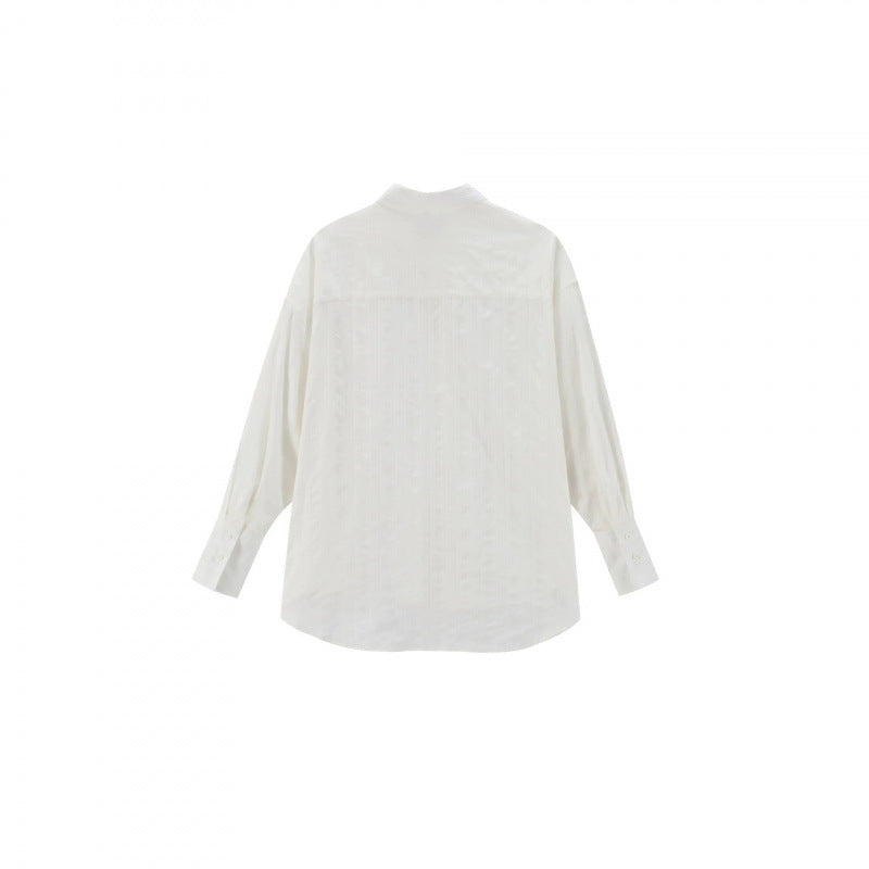 Unisex Oversize Linen Blend Shirt with Textured Stripes, Kent Collar and Rounded Hem Mune Fashion