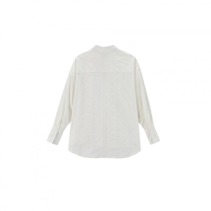 Unisex Oversize Linen Blend Shirt with Textured Stripes, Kent Collar and Rounded Hem Mune Fashion