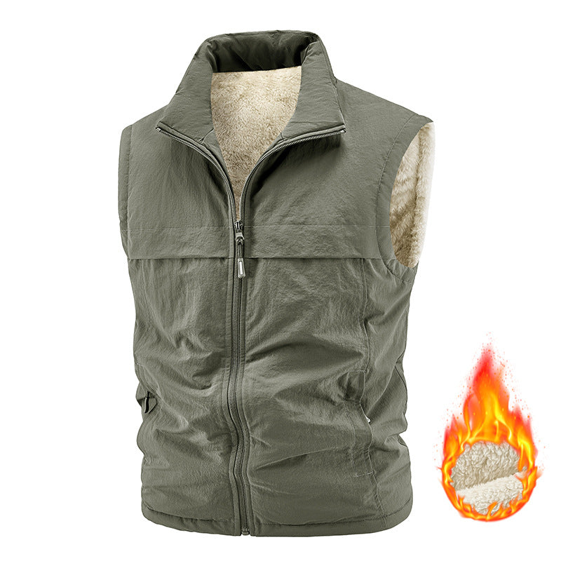 Men's thermo quilted vest with Sherpa lining, high collar and zipper Mune Fashion