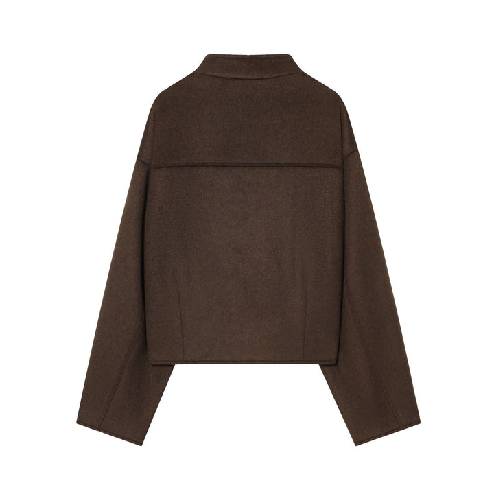 Ladies short wool cape with asymmetrical button placket Mune Fashion