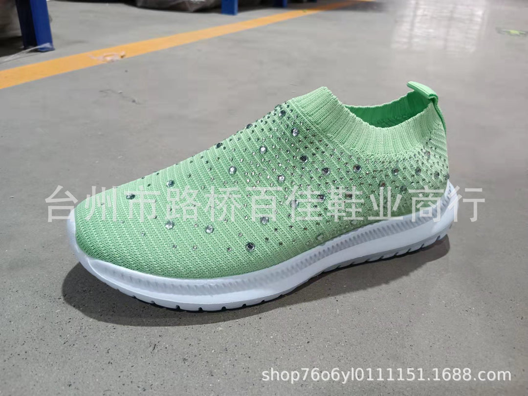 Women’s Elastic Knit Sneakers with Gemstone Detailing Mune Fashion