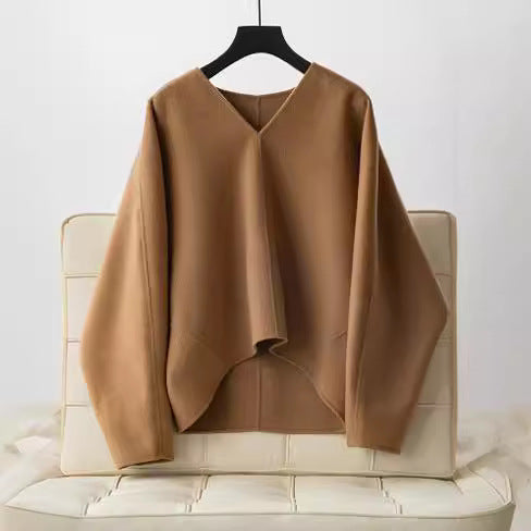 Women Wool Sweater with V-Neck Mune Fashion