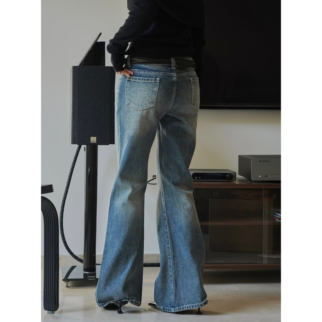 Women's High-Waisted Denim Palazzo Pants in Vintage Look with Wide Leg and Slight Flare Mune Fashion