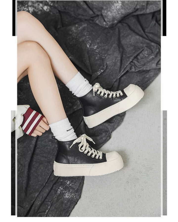 Ladies High Sneakers with Fashionable Platform and Robust Upper Material Mune Fashion