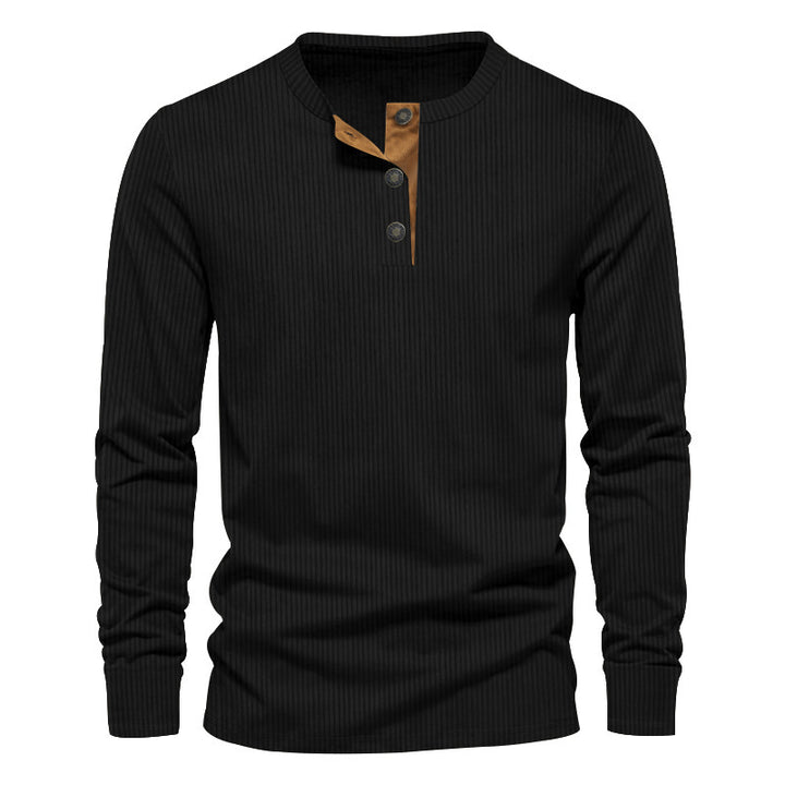 Men's ribbed thermo henley made of cotton blend with three-button placket and elastic cuffs Mune Fashion