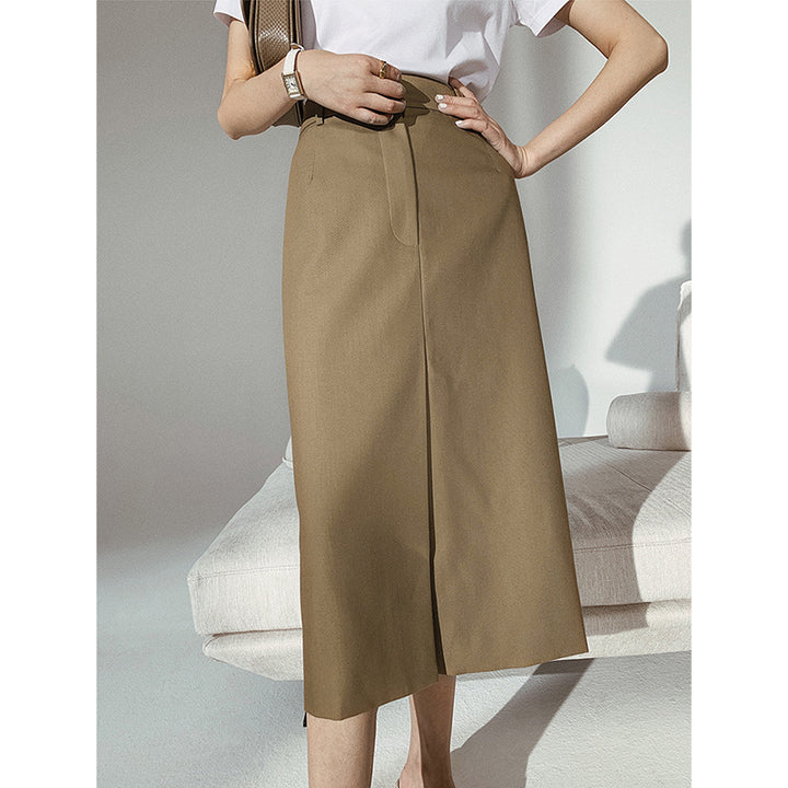 Women Elegant Midi Skirt with Side Slit Mune Fashion
