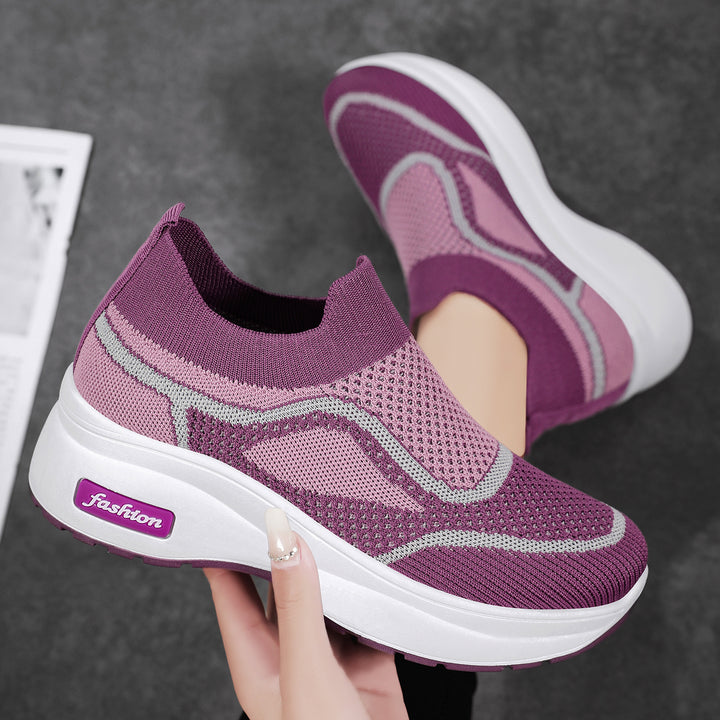 Women nan ultra-lightweight knit slip-on with ergonomic wedge sole and removable comfort insole compartment Mune Fashion