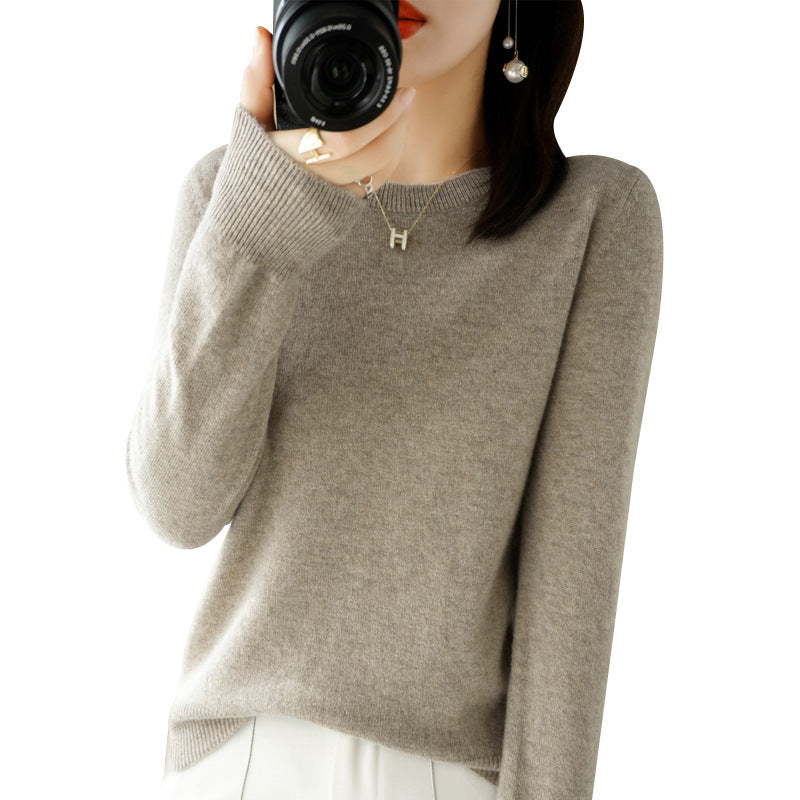 Women's Soft Fine Knit Crew Neck Sweater with Extra Wide Cuffs and Boxy Silhouette Mune Fashion