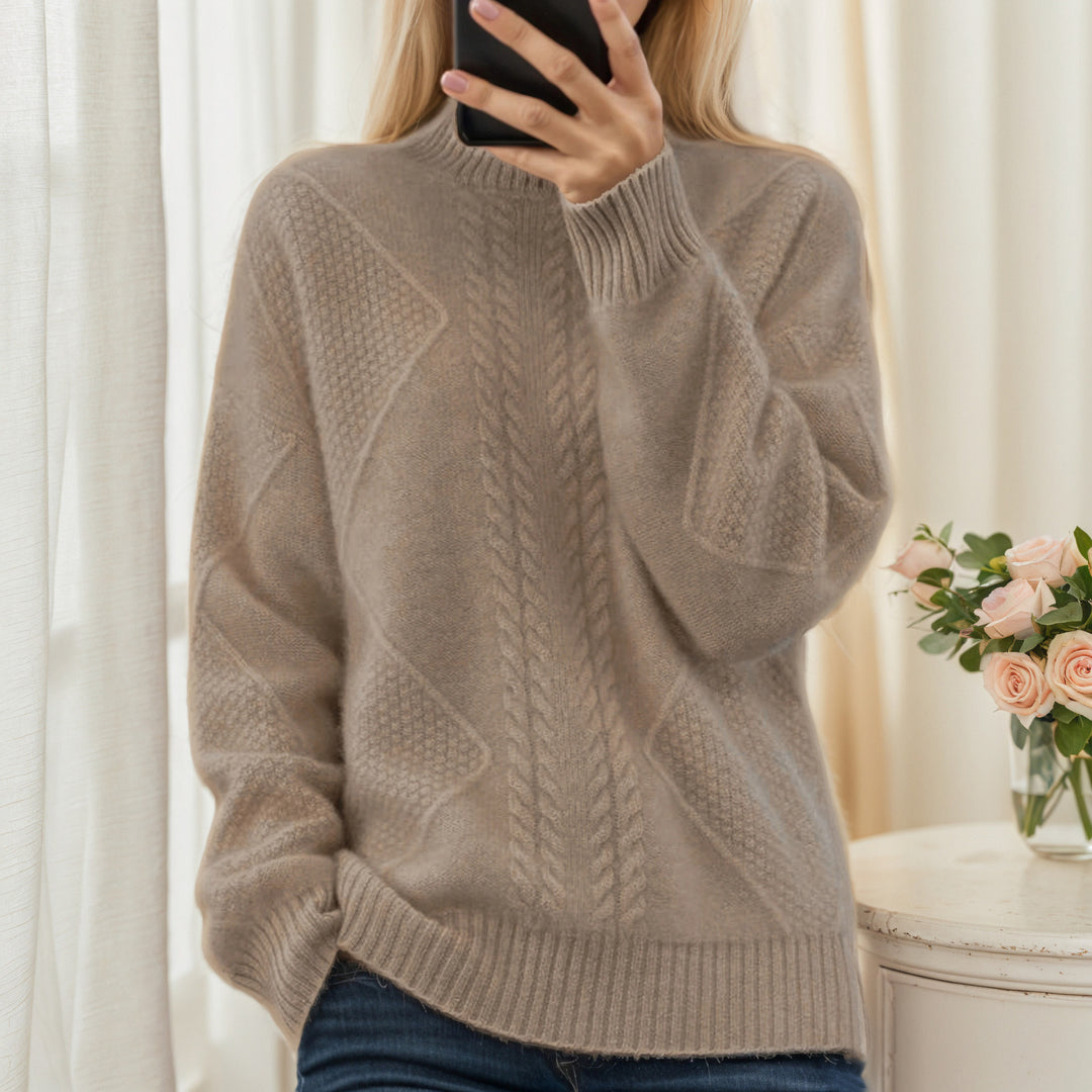 Women's structured oversized knit sweater with stand-up collar and ribbed cuffs Mune Fashion