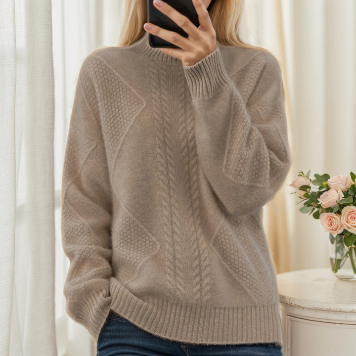 Women's structured oversized knit sweater with stand-up collar and ribbed cuffs Mune Fashion