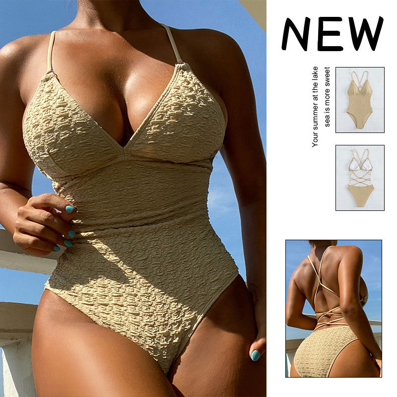 Women's High-Cut Swimsuit with Elaborate Ruffle Details Mune Fashion