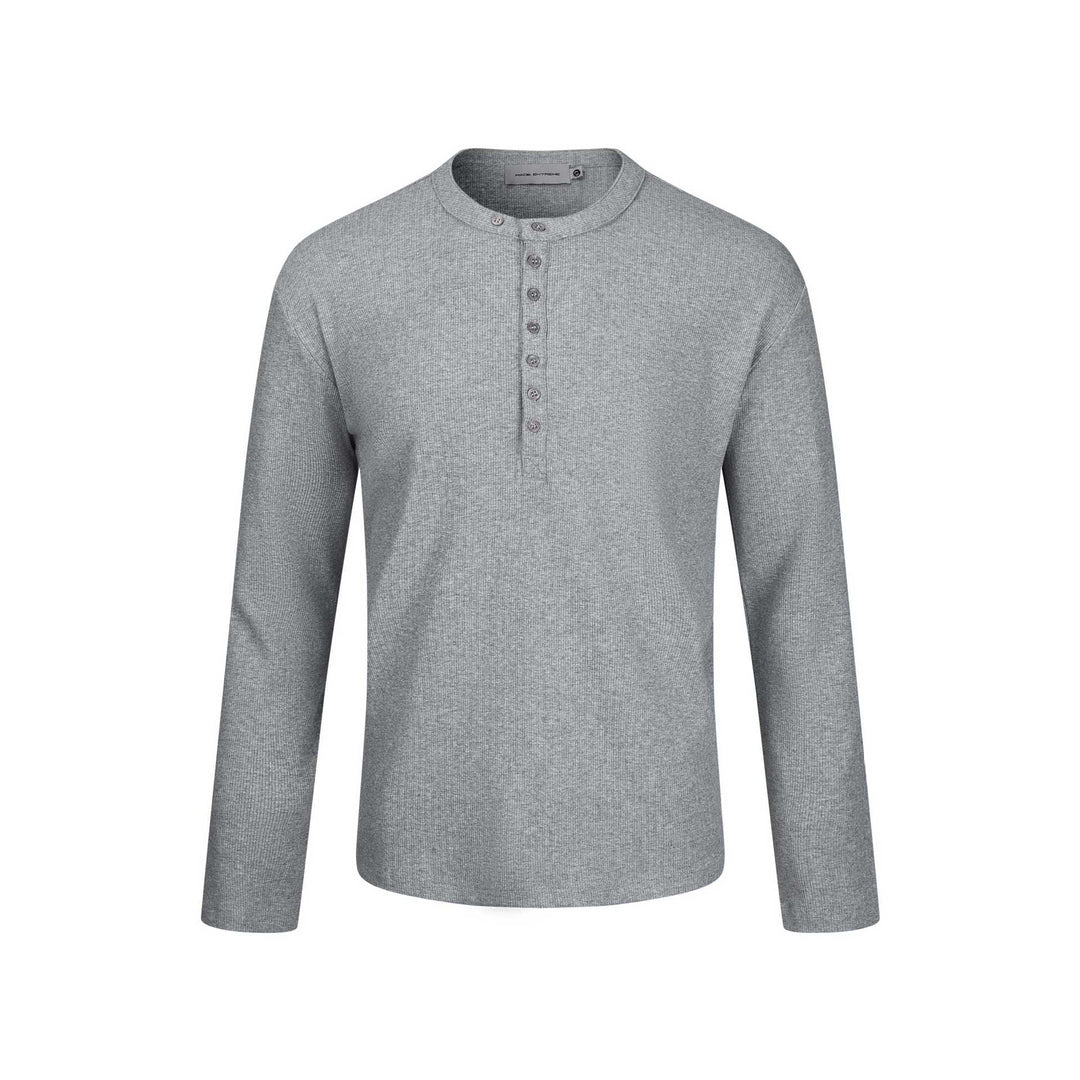 Men's Thermal Waffle Shirt with Henley Button Placket Mune Fashion