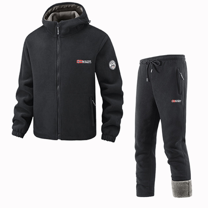 Men's Thermal Fleece Set with Hooded Jacket, Sherpa-lined and Elastic Jogging Pants Mune Fashion