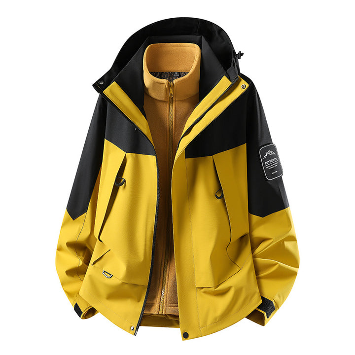 Unisex waterproof two-layer softshell rain jacket with removable fleece lining and hood Mune Fashion
