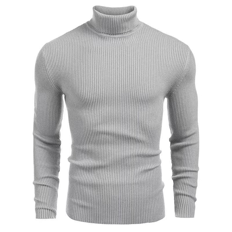 Men's ribbed turtleneck sweater fitted elastic fine knit Mune Fashion