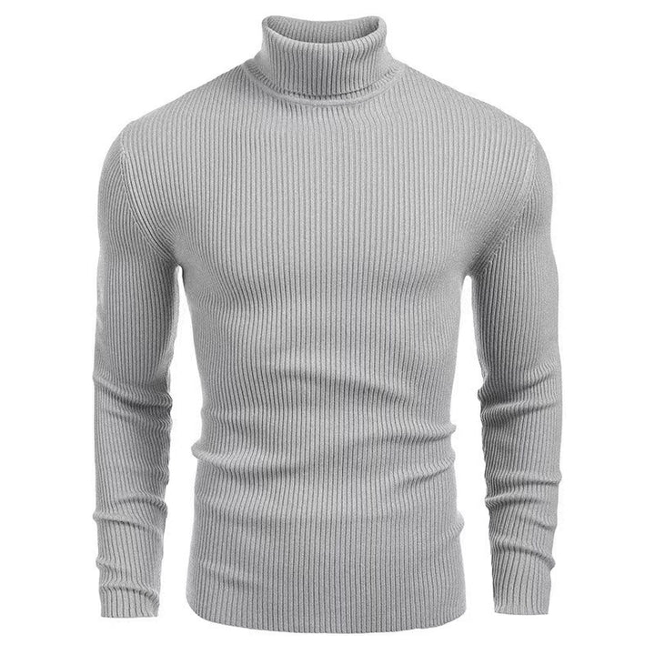Men's ribbed turtleneck sweater fitted elastic fine knit Mune Fashion