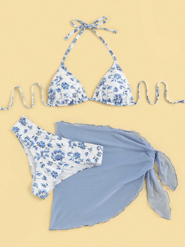 Ladies triangle bikini with elegant wrap skirt Mune Fashion