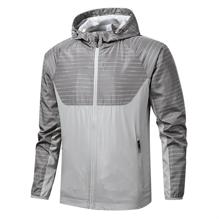 Men's Lightweight Reflective Hooded Windbreaker with Mesh Lining and Zipper Pockets Mune Fashion
