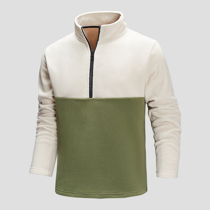 Men's Half-Zip Fleece Pullover with Stand Collar, Colorblock Design & Breathable Microfleece Quality Mune Fashion