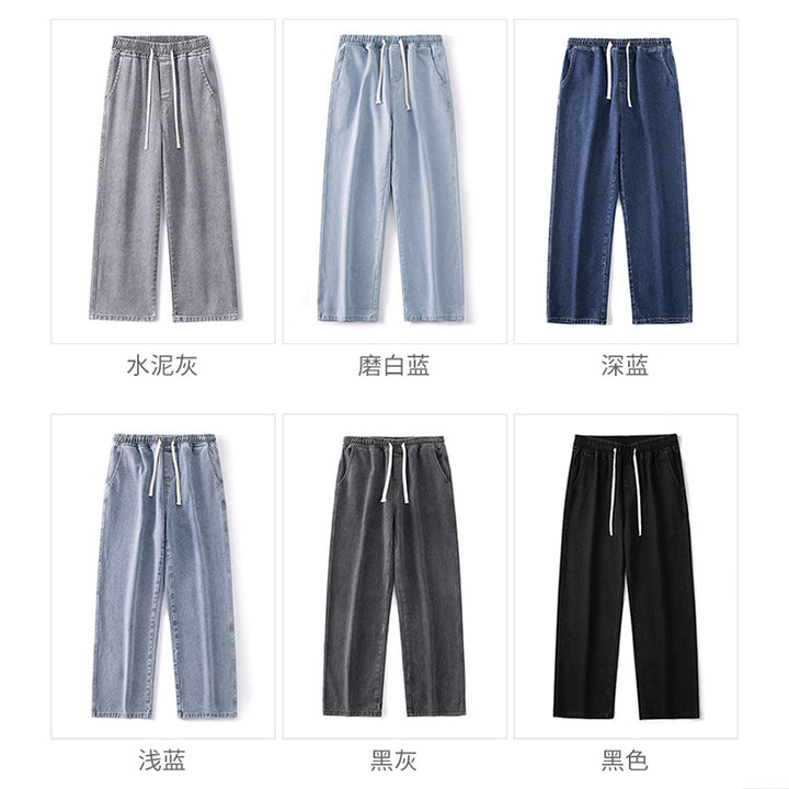 Men's Oversize Denim Baggy Pants with Drawstring and Stonewashed Cotton Mix Mune Fashion
