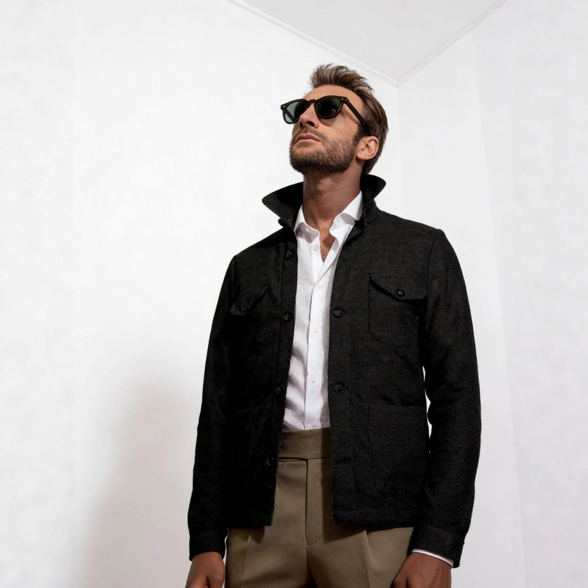 Men's Lightweight Field Jacket made of Cotton-Linen with Flap Pockets Mune Fashion