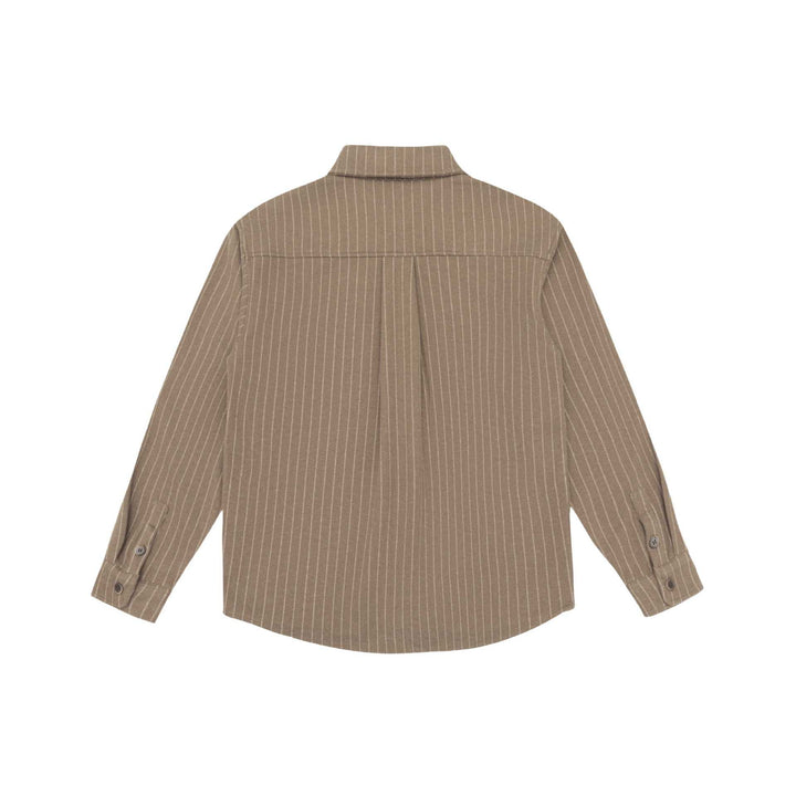 Women Oversize Shirt Jacket with Distinctive Shoulder Yoke and Pinstripes Mune Fashion