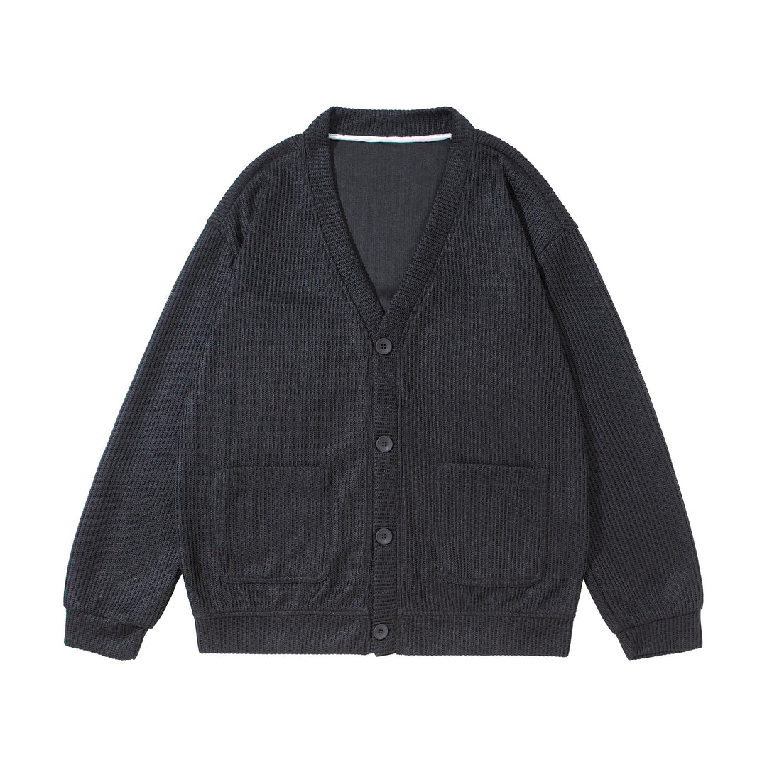 Unisex Structured Button Cardigan with V-Neck and Patch Pockets Mune Fashion