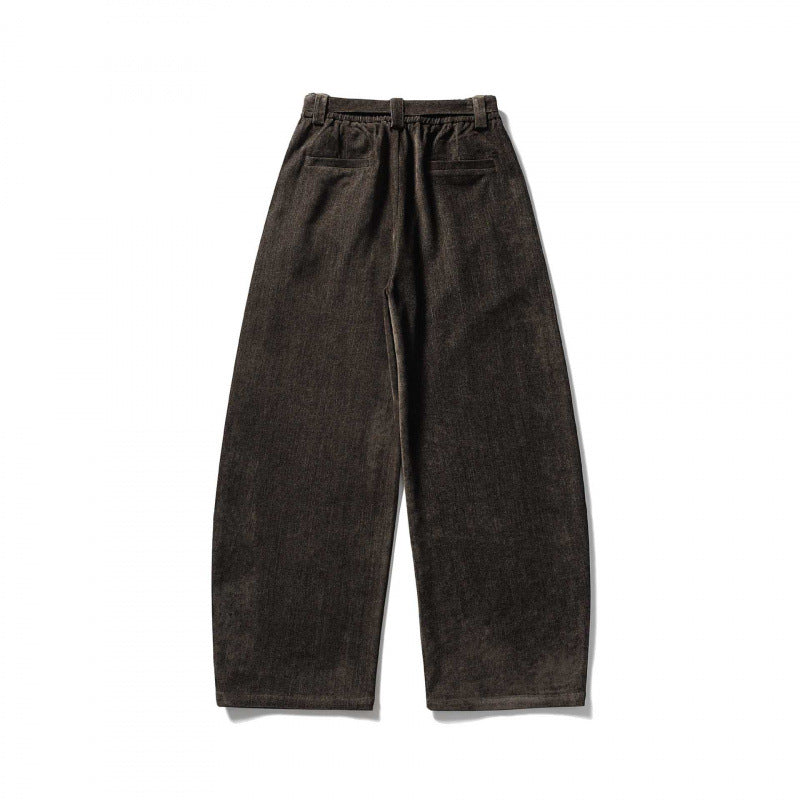 Women's Wide High Waist Pants with Pleats, Balloon Silhouette and Fabric Belt Mune Fashion