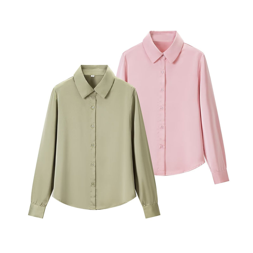 Women's fluid shirt with extended back hem, Kent collar and cuffs Mune Fashion