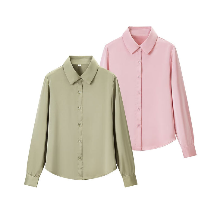 Women's fluid shirt with extended back hem, Kent collar and cuffs Mune Fashion