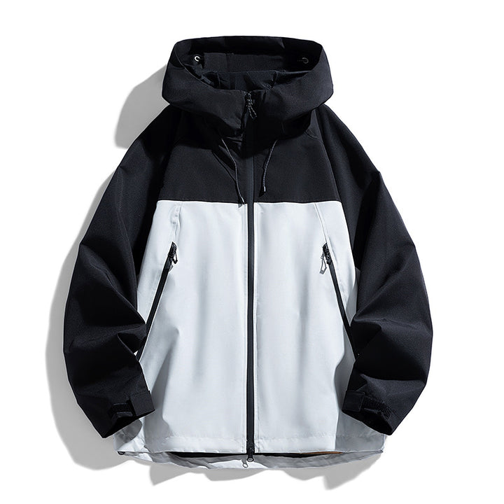 Men's Technical Hooded Utility Jacket with Contrast Panels and Water-Repellent Membrane Mune Fashion