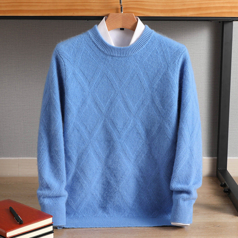 Men's fine diamond pattern crew neck sweater made of merino blend with a soft touch Mune Fashion
