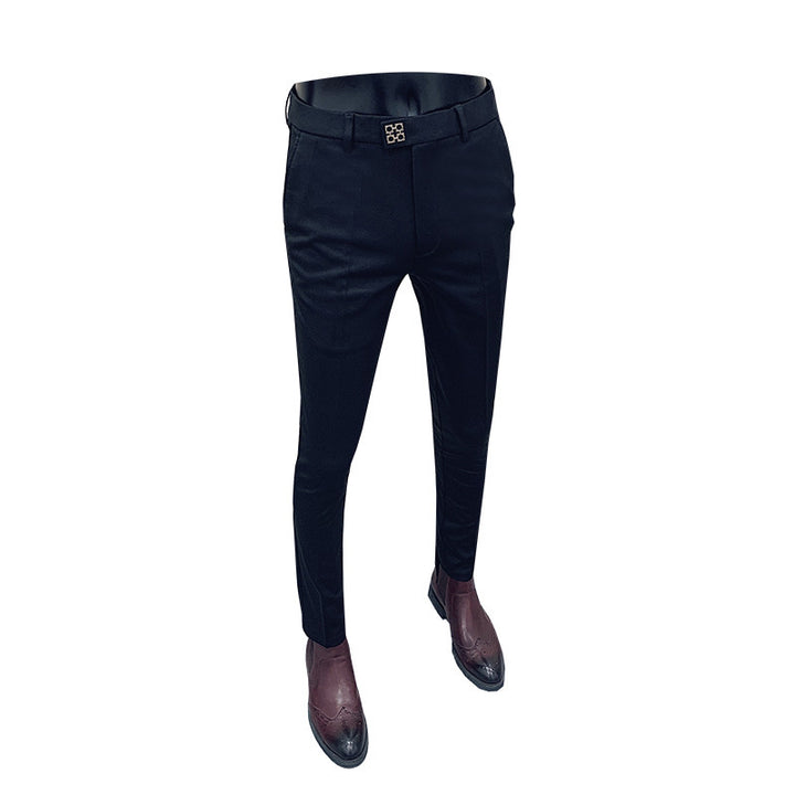 Men's slim suit trousers with crease, slim fit and discreet metal clasp Mune Fashion