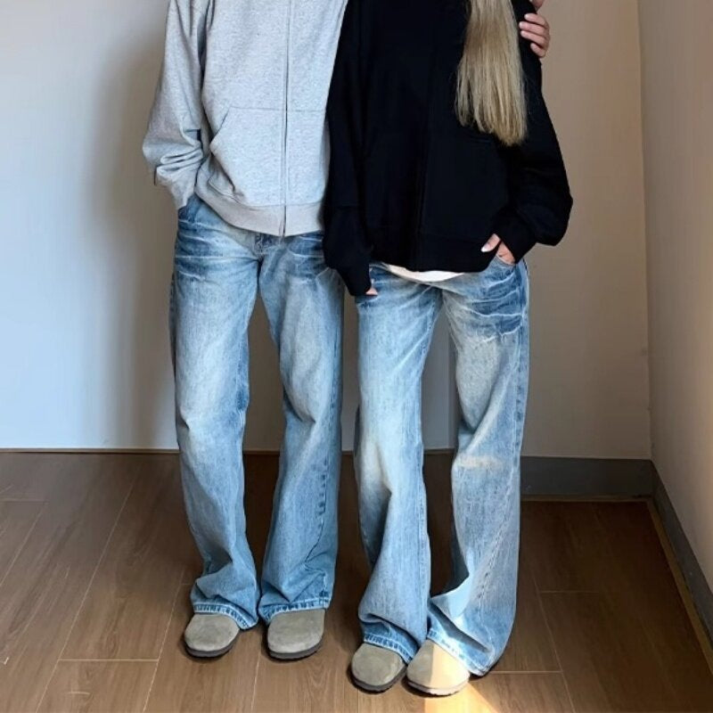 Women Casual Wide Cut Jeans Mune Fashion