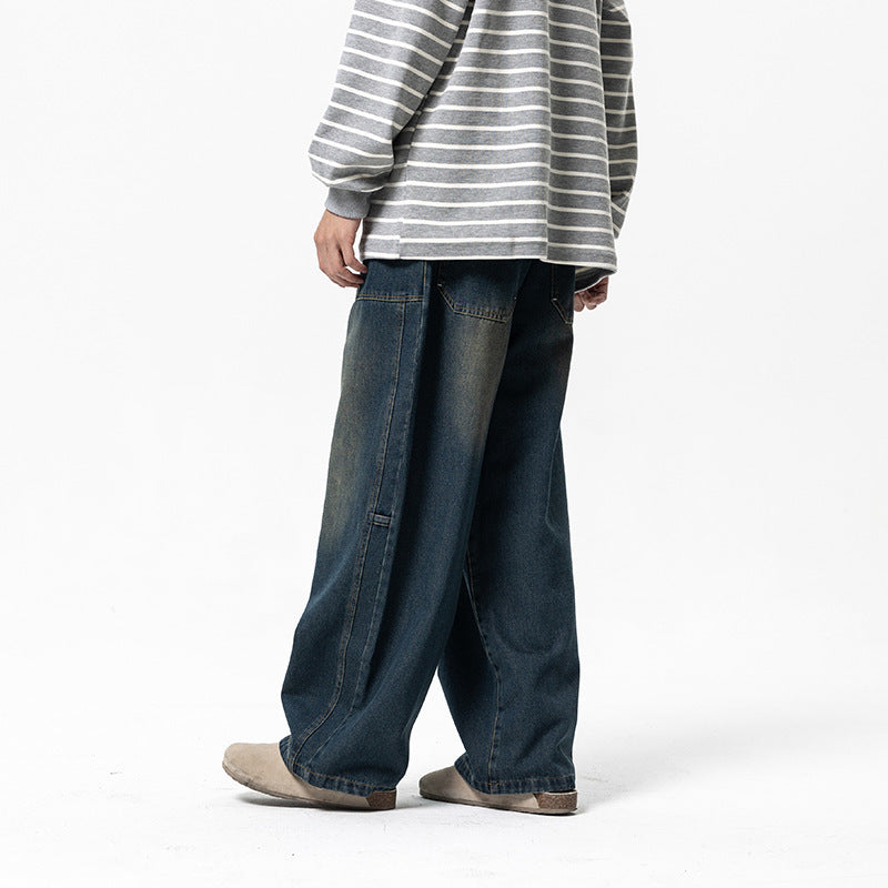 Women Wide High-Waist Denim Culotte with Elastic Waistband and Patch Pockets Mune Fashion