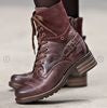 Women ankle-high lace-up boots with suede collar, decorative buckle and cushioning tread sole Mune Fashion