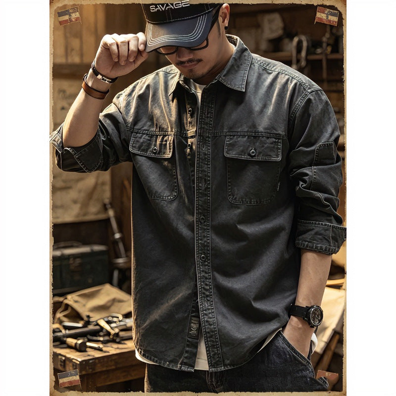 Men's Cotton Utility Overshirt with Flap Pockets Mune Fashion