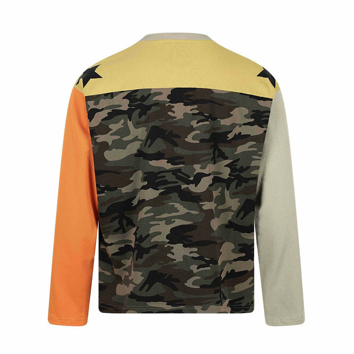 Unisex long sleeve shirt in vintage sports style with number print and star appliqués Mune Fashion